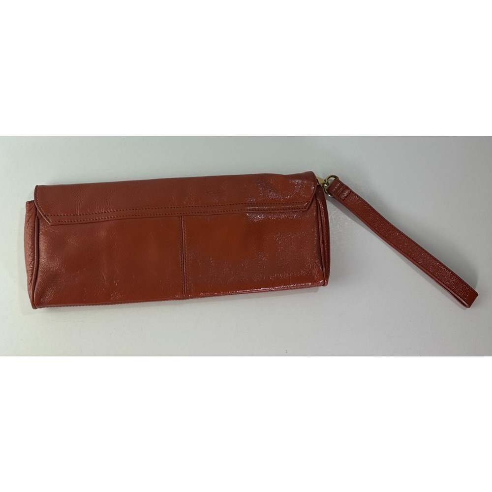 Hobo International Apricot Patent Leather Clutch Bag Small Rectangle Fold over - Picture 4 of 12